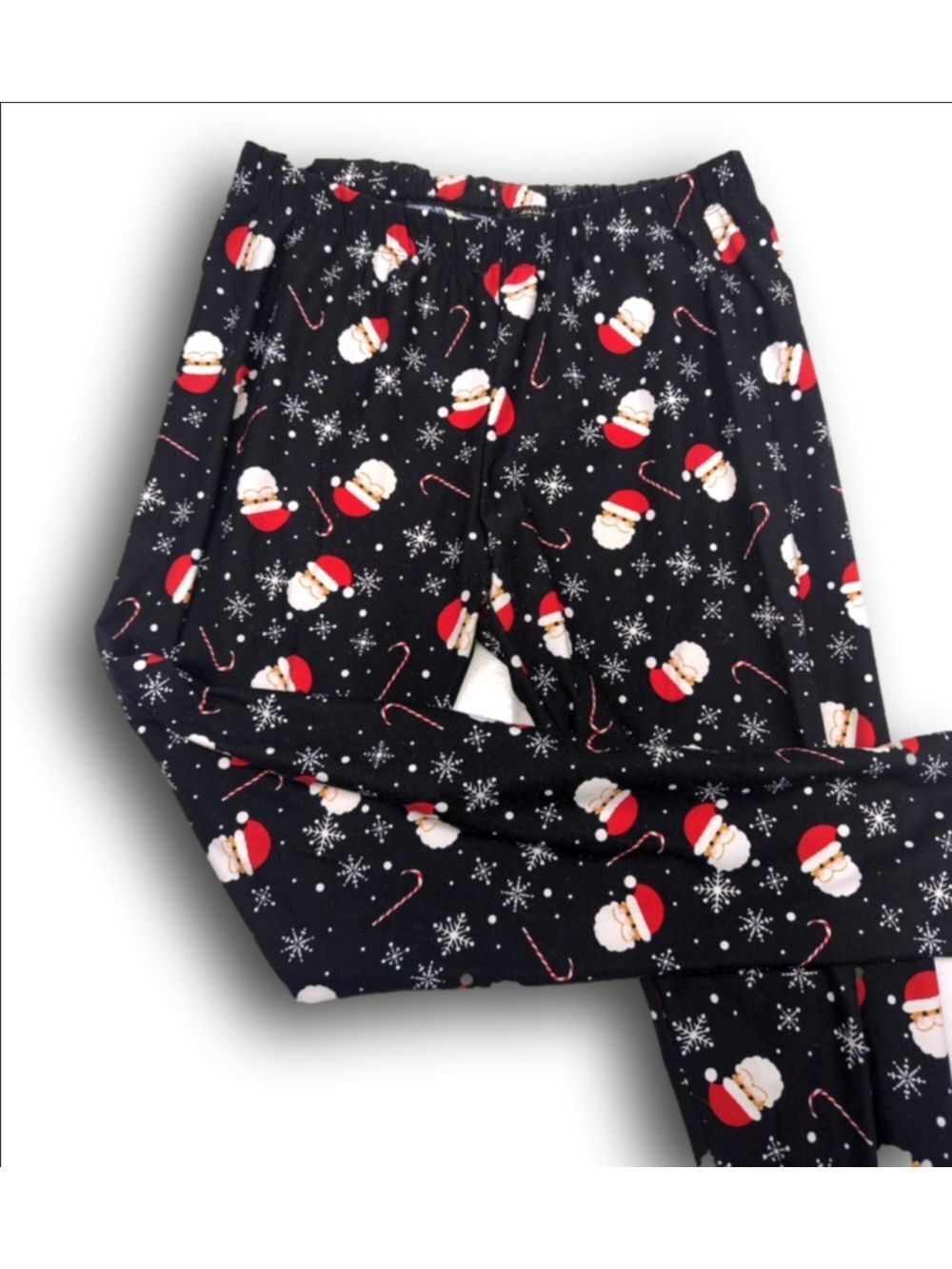 Women Celebrate Together Pajama Pants M Black Santa Christmas
